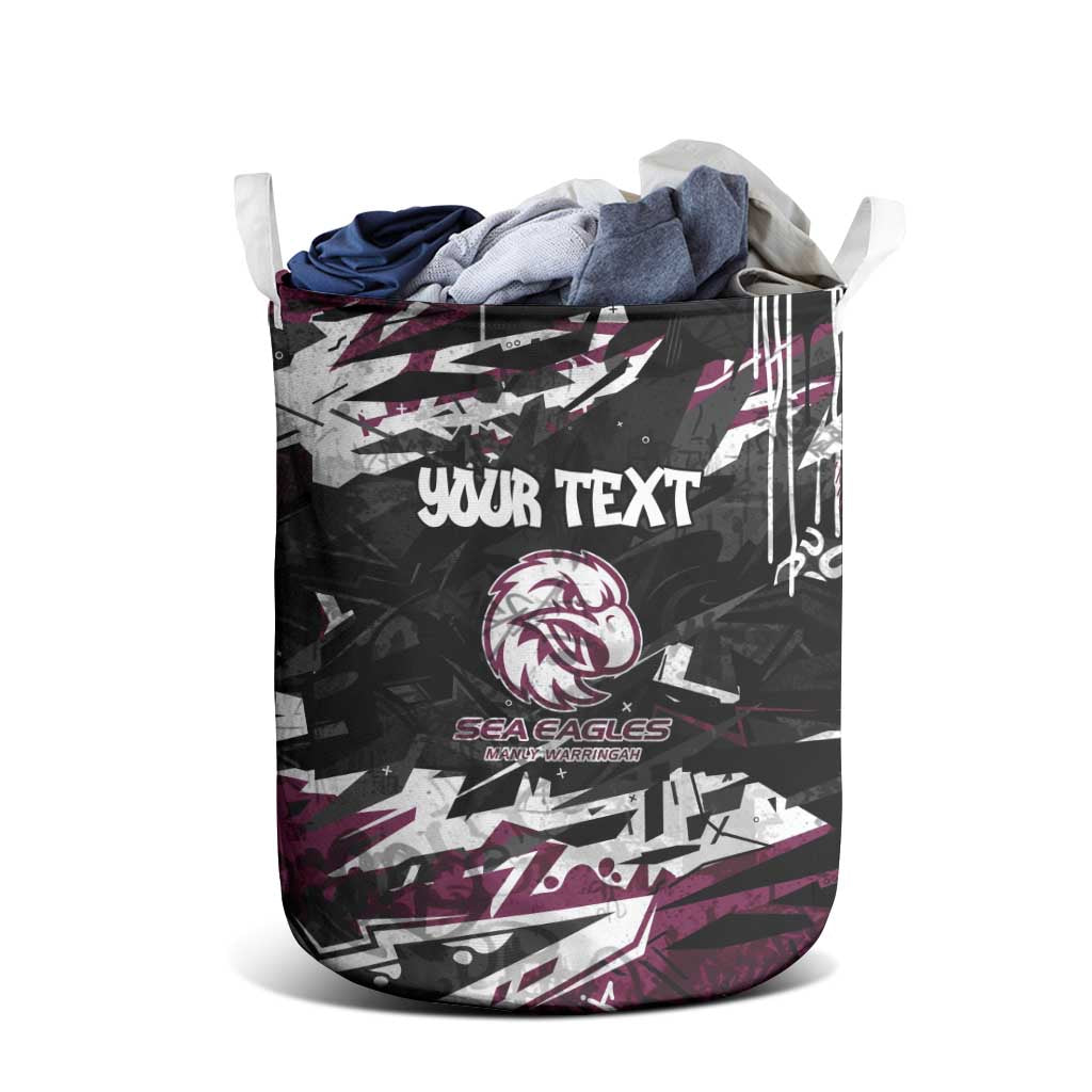Personalized Manly Warringah Sea Eagles Laundry Basket Graffiti Grunge Abstract Urban Street Style Design