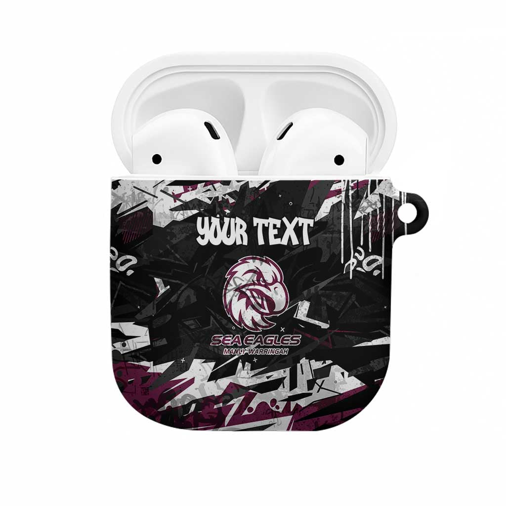 Personalized Manly Warringah Sea Eagles AirPods Case Graffiti Grunge Abstract Urban Street Style Design