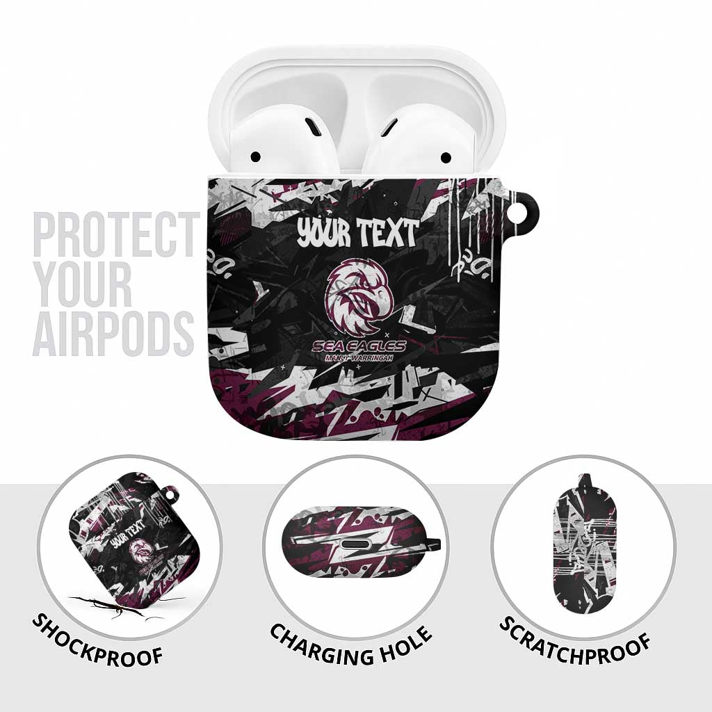 Personalized Manly Warringah Sea Eagles AirPods Case Graffiti Grunge Abstract Urban Street Style Design