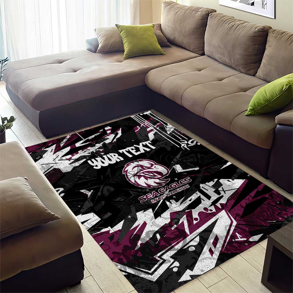 Personalized Manly Warringah Sea Eagles Area Rug Graffiti Grunge Abstract Urban Street Style Design