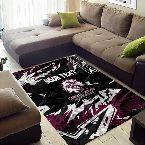 Personalized Manly Warringah Sea Eagles Area Rug Graffiti Grunge Abstract Urban Street Style Design