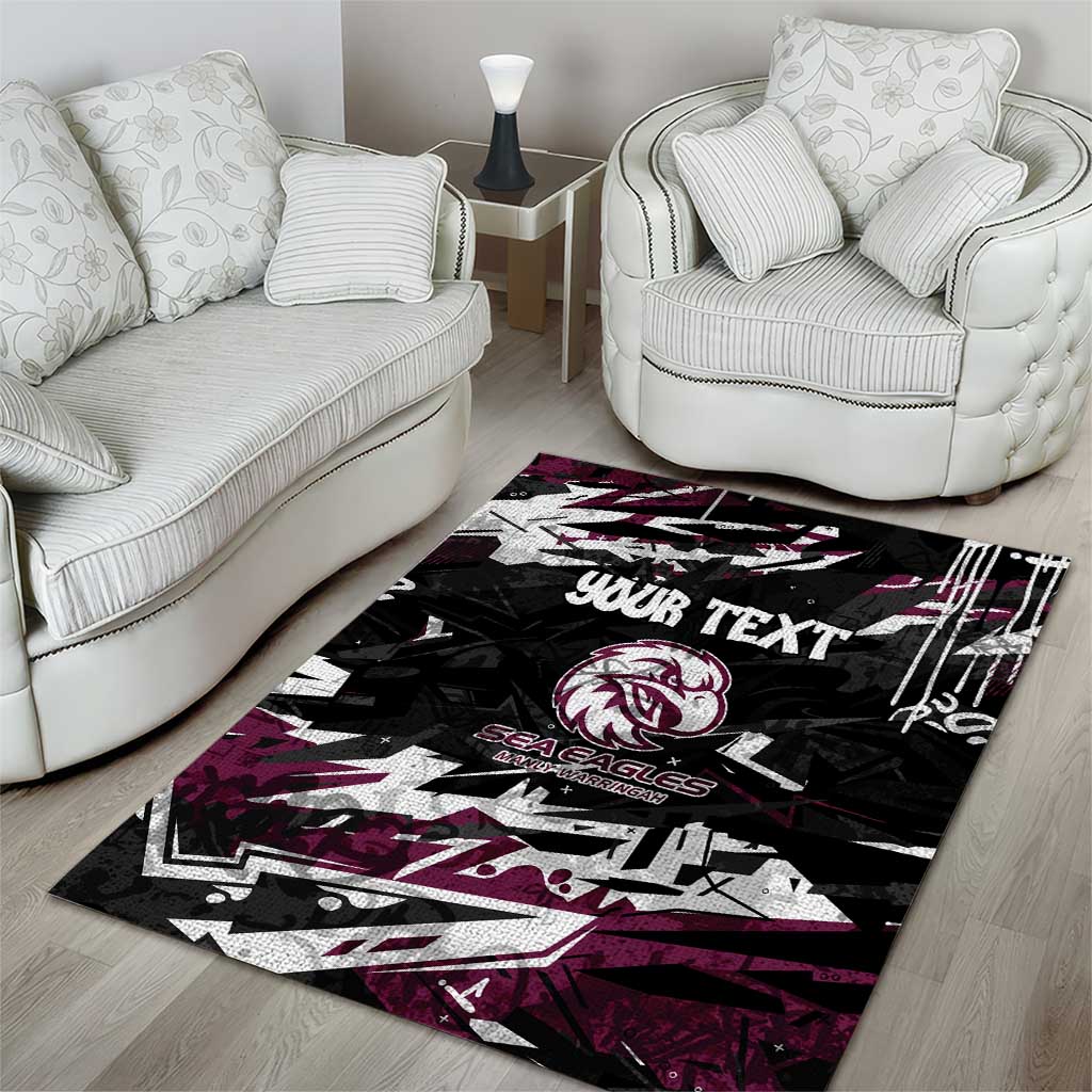 Personalized Manly Warringah Sea Eagles Area Rug Graffiti Grunge Abstract Urban Street Style Design