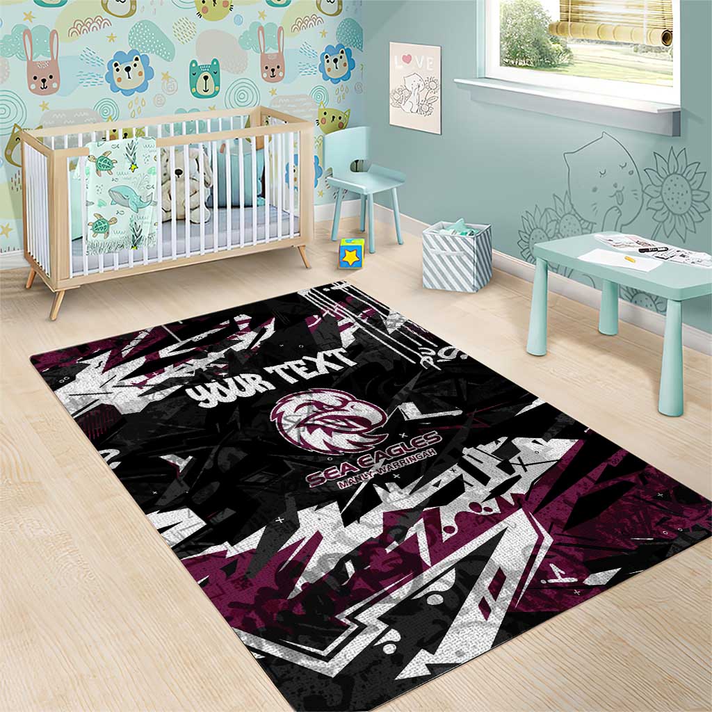 Personalized Manly Warringah Sea Eagles Area Rug Graffiti Grunge Abstract Urban Street Style Design