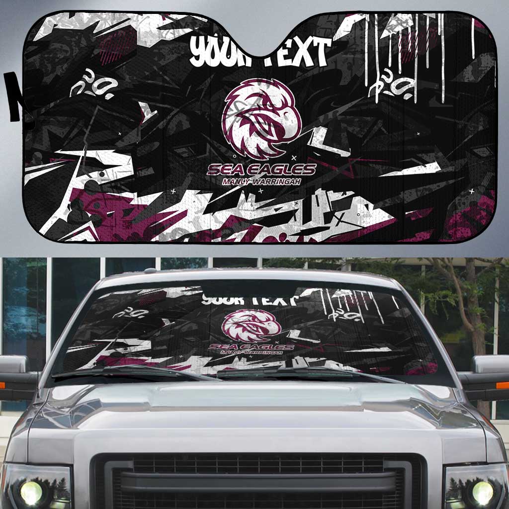 Personalized Manly Warringah Sea Eagles Auto Sun Shade Graffiti Grunge Abstract Urban Street Style Design
