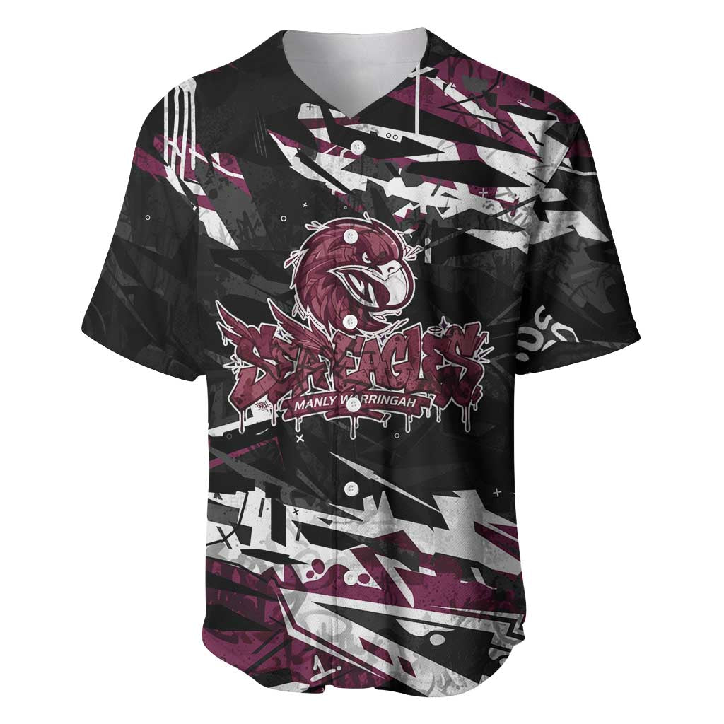Personalized Manly Warringah Sea Eagles Baseball Jersey Graffiti Grunge Abstract Urban Street Style Design