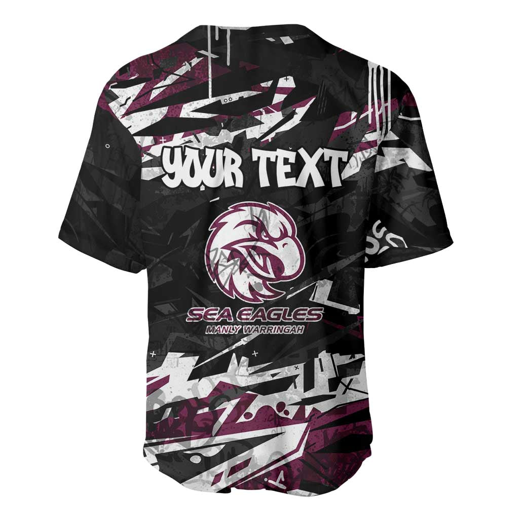 Personalized Manly Warringah Sea Eagles Baseball Jersey Graffiti Grunge Abstract Urban Street Style Design
