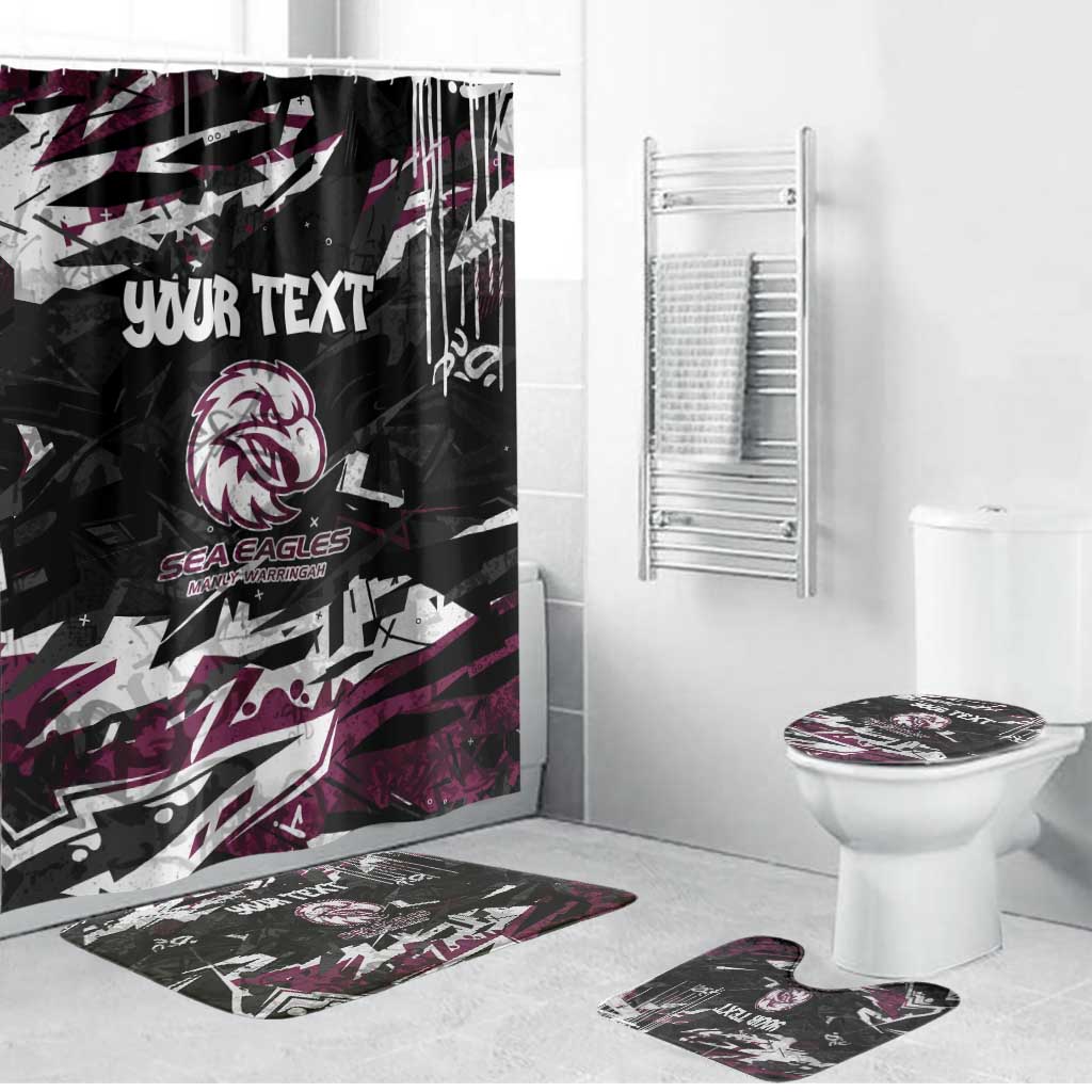 Personalized Manly Warringah Sea Eagles Bathroom Set Graffiti Grunge Abstract Urban Street Style Design