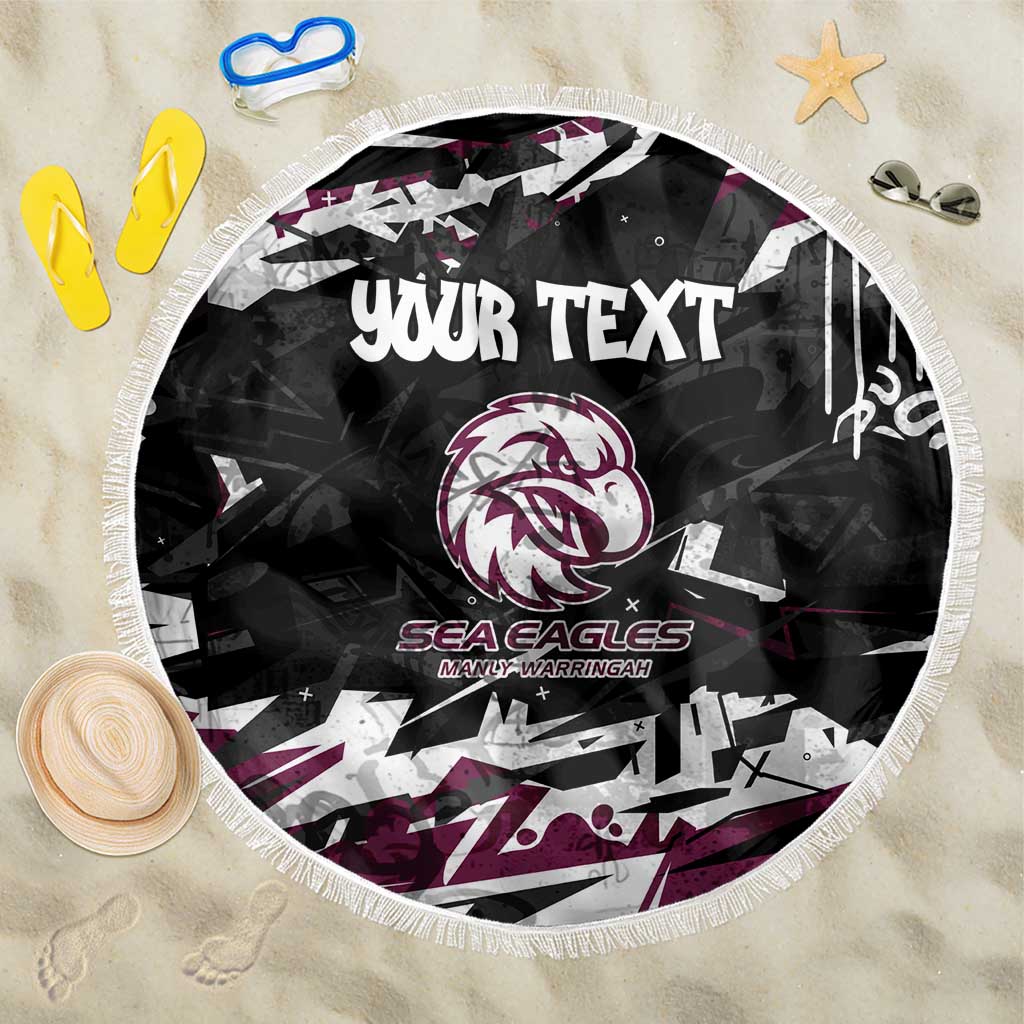 Personalized Manly Warringah Sea Eagles Beach Blanket Graffiti Grunge Abstract Urban Street Style Design