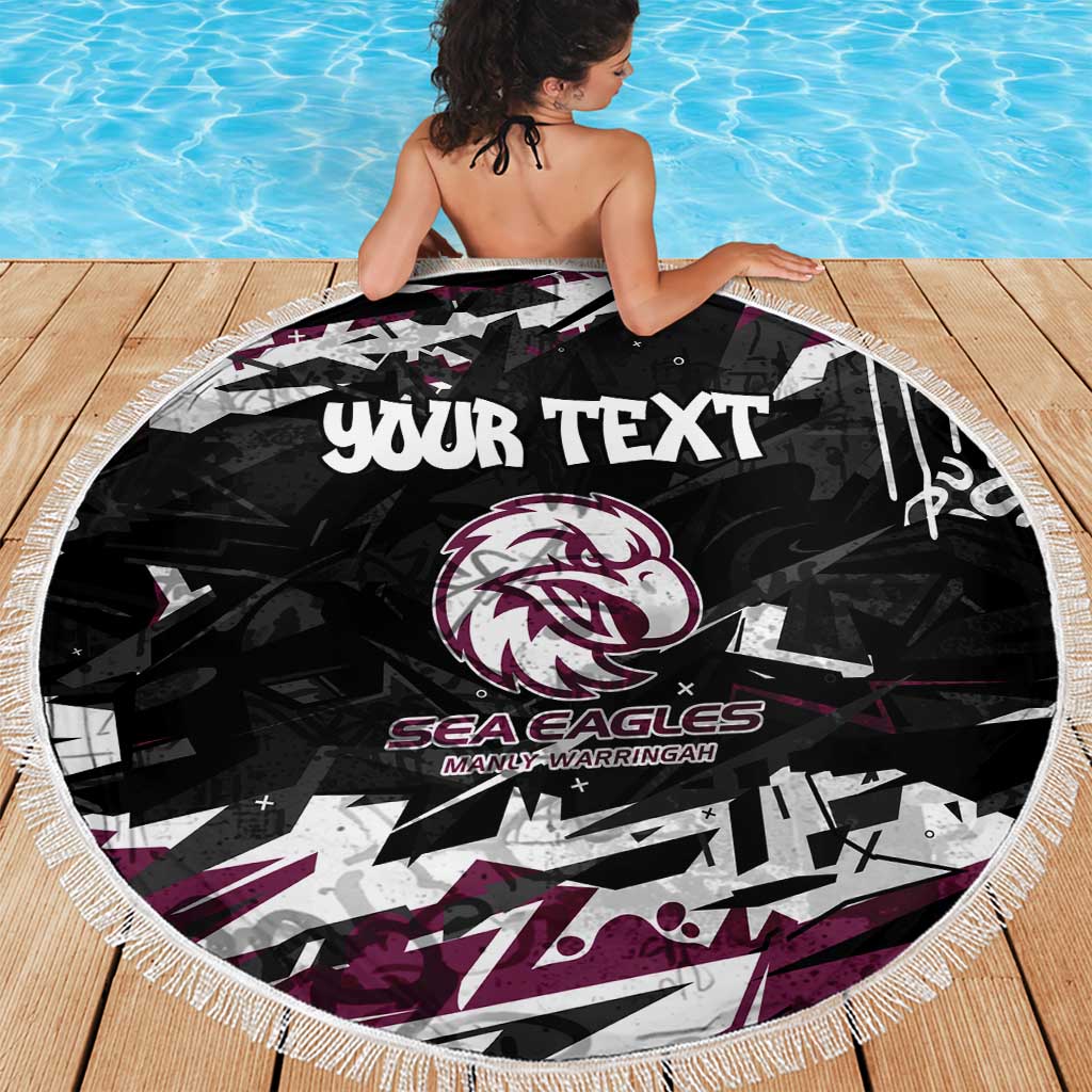 Personalized Manly Warringah Sea Eagles Beach Blanket Graffiti Grunge Abstract Urban Street Style Design