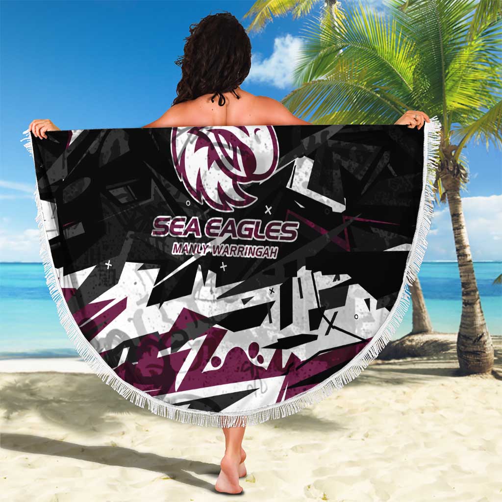 Personalized Manly Warringah Sea Eagles Beach Blanket Graffiti Grunge Abstract Urban Street Style Design