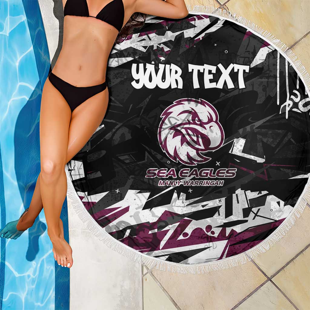 Personalized Manly Warringah Sea Eagles Beach Blanket Graffiti Grunge Abstract Urban Street Style Design