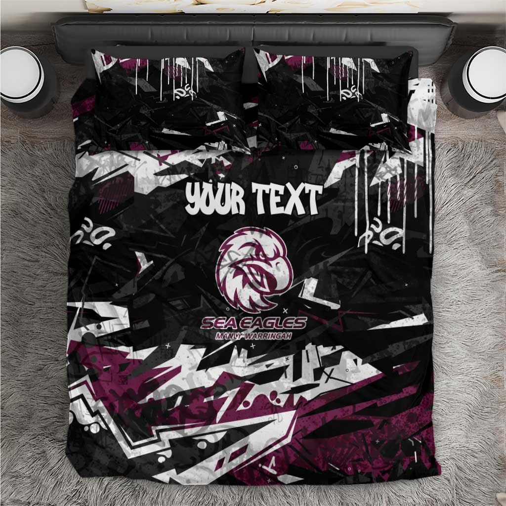 Personalized Manly Warringah Sea Eagles Bedding Set Graffiti Grunge Abstract Urban Street Style Design