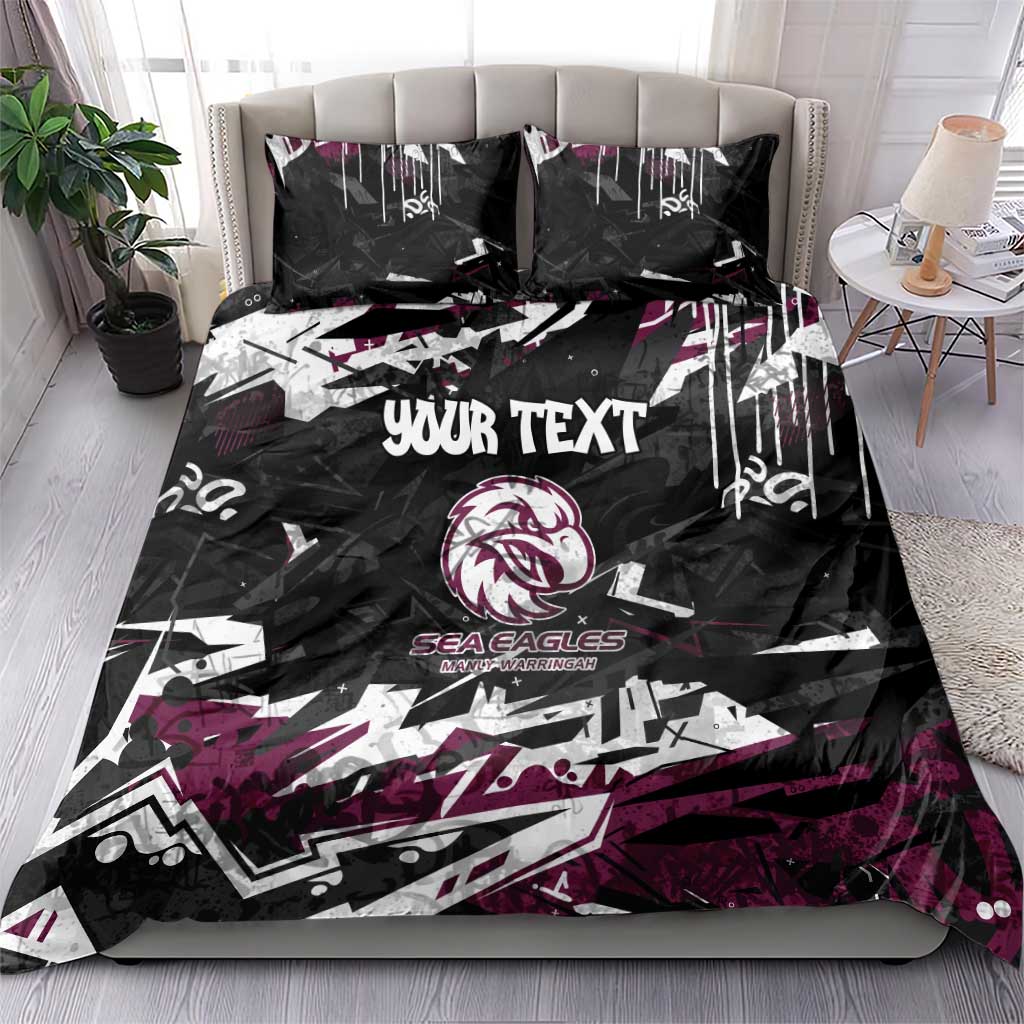 Personalized Manly Warringah Sea Eagles Bedding Set Graffiti Grunge Abstract Urban Street Style Design