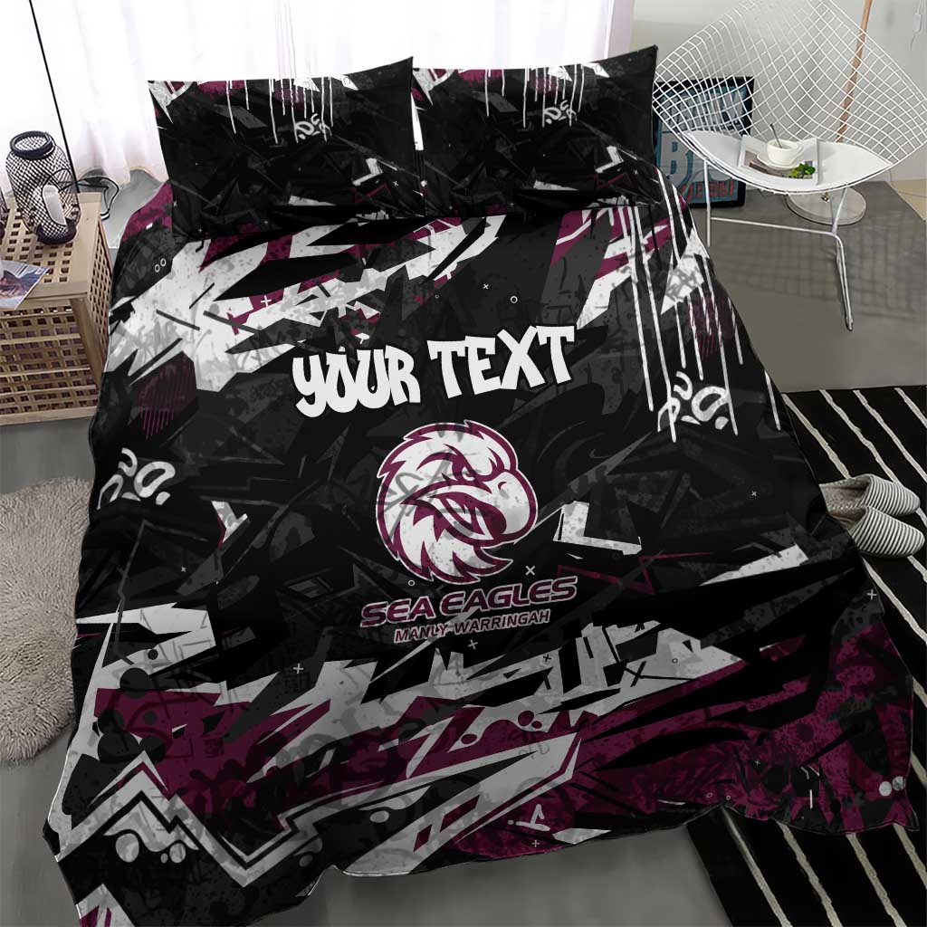 Personalized Manly Warringah Sea Eagles Bedding Set Graffiti Grunge Abstract Urban Street Style Design
