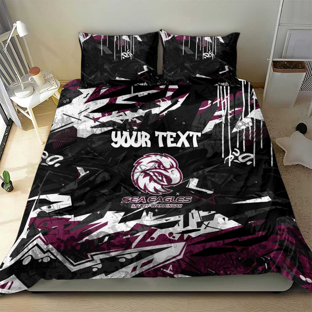 Personalized Manly Warringah Sea Eagles Bedding Set Graffiti Grunge Abstract Urban Street Style Design