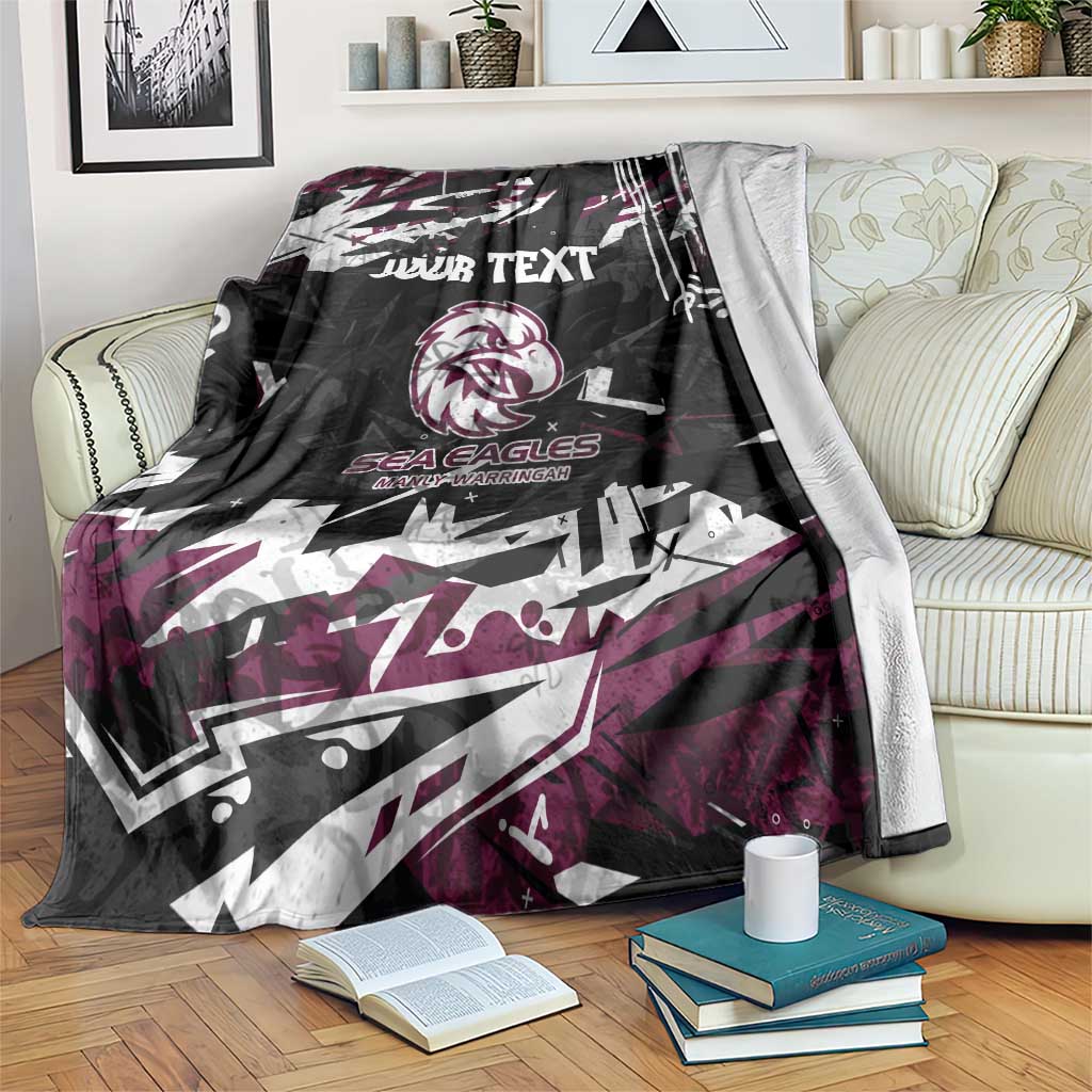 Personalized Manly Warringah Sea Eagles Blanket Graffiti Grunge Abstract Urban Street Style Design