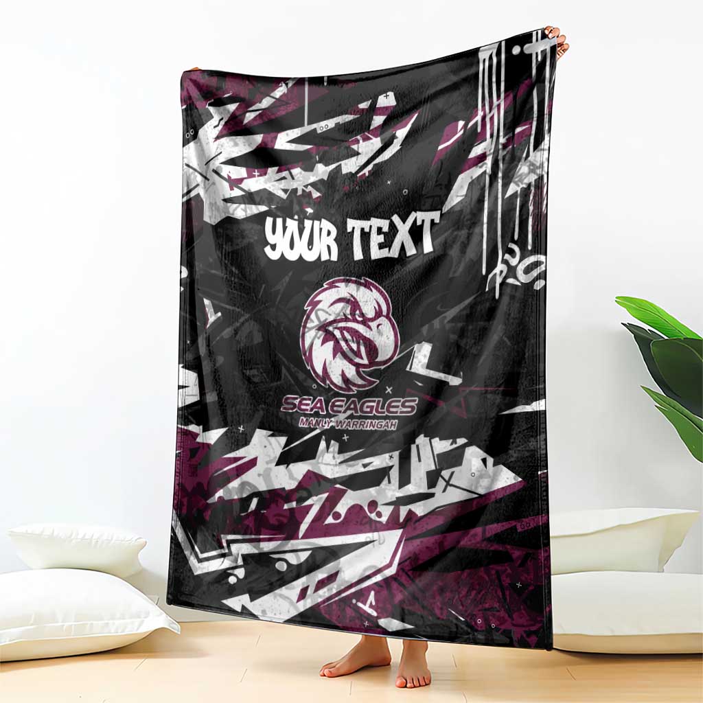 Personalized Manly Warringah Sea Eagles Blanket Graffiti Grunge Abstract Urban Street Style Design