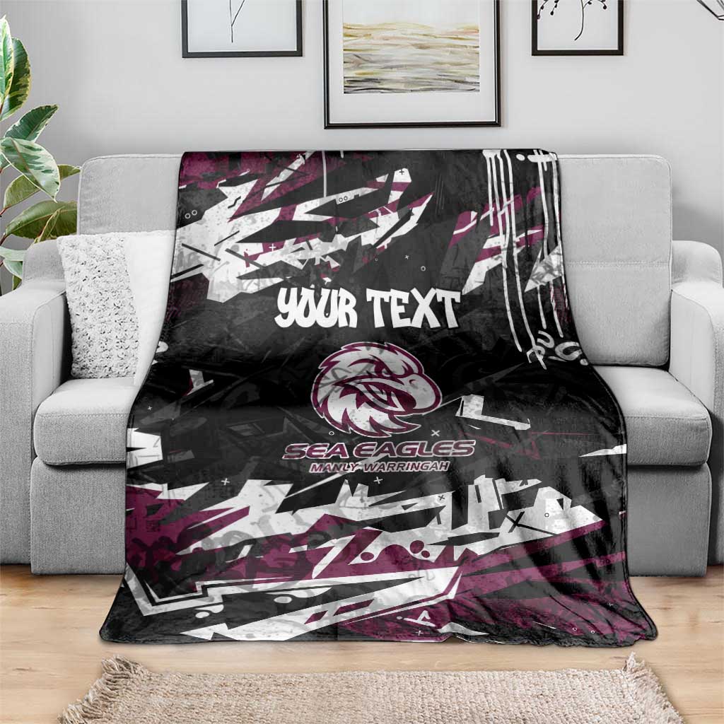 Personalized Manly Warringah Sea Eagles Blanket Graffiti Grunge Abstract Urban Street Style Design