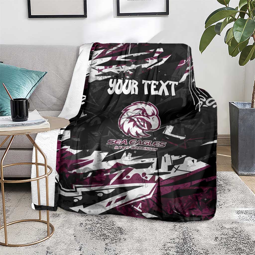 Personalized Manly Warringah Sea Eagles Blanket Graffiti Grunge Abstract Urban Street Style Design