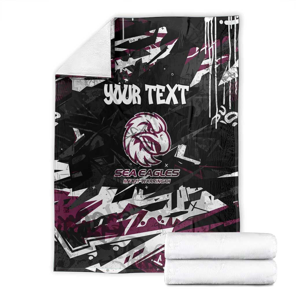 Personalized Manly Warringah Sea Eagles Blanket Graffiti Grunge Abstract Urban Street Style Design