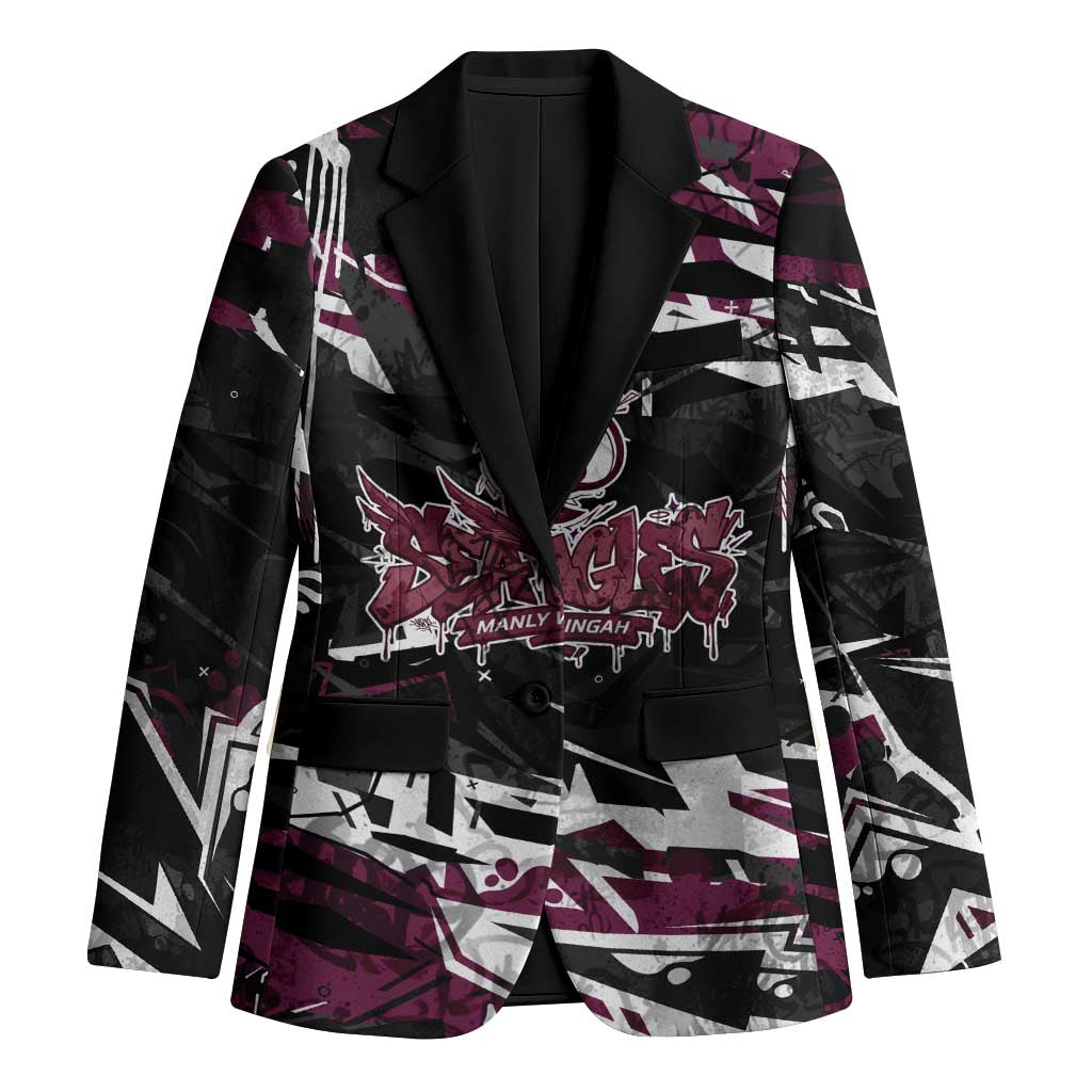 Personalized Manly Warringah Sea Eagles Blazer Graffiti Grunge Abstract Urban Street Style Design