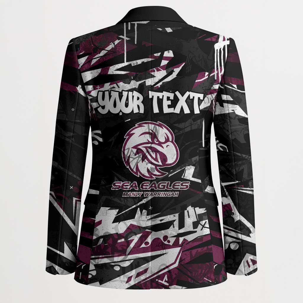 Personalized Manly Warringah Sea Eagles Blazer Graffiti Grunge Abstract Urban Street Style Design