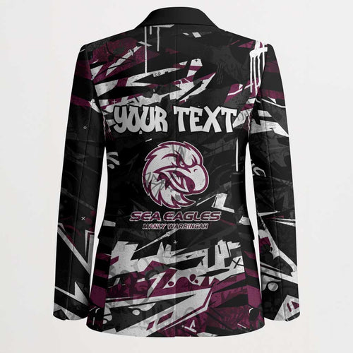Personalized Manly Warringah Sea Eagles Blazer Graffiti Grunge Abstract Urban Street Style Design