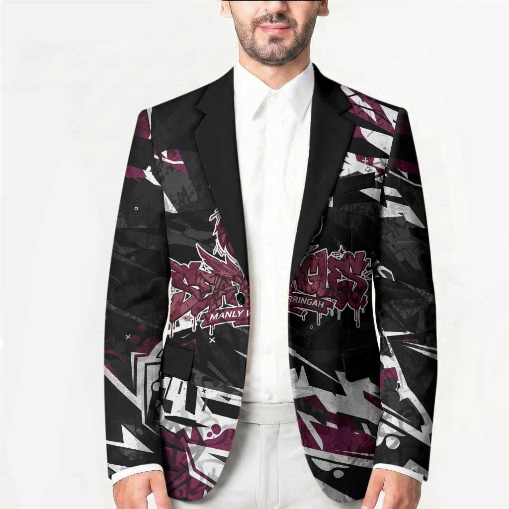 Personalized Manly Warringah Sea Eagles Blazer Graffiti Grunge Abstract Urban Street Style Design