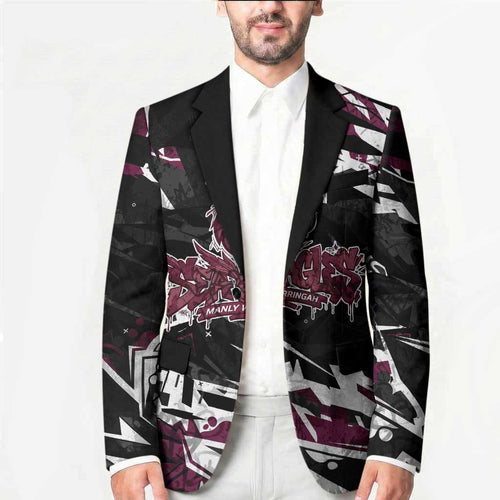 Personalized Manly Warringah Sea Eagles Blazer Graffiti Grunge Abstract Urban Street Style Design
