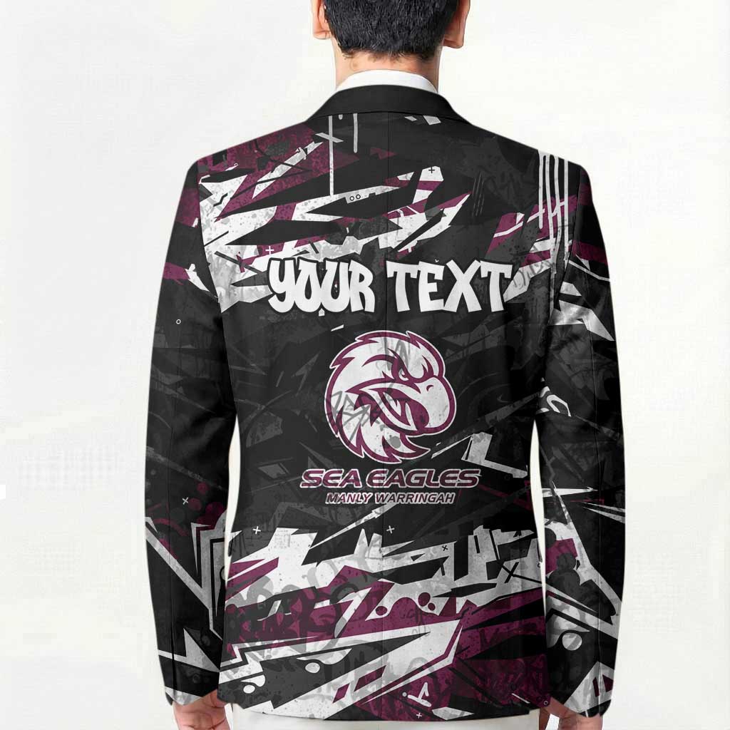 Personalized Manly Warringah Sea Eagles Blazer Graffiti Grunge Abstract Urban Street Style Design