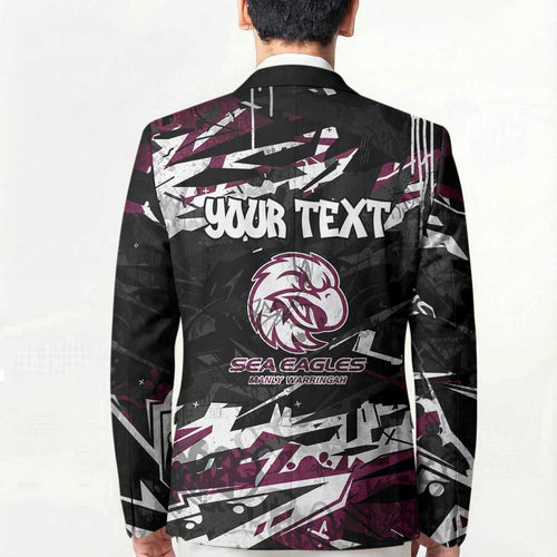Personalized Manly Warringah Sea Eagles Blazer Graffiti Grunge Abstract Urban Street Style Design