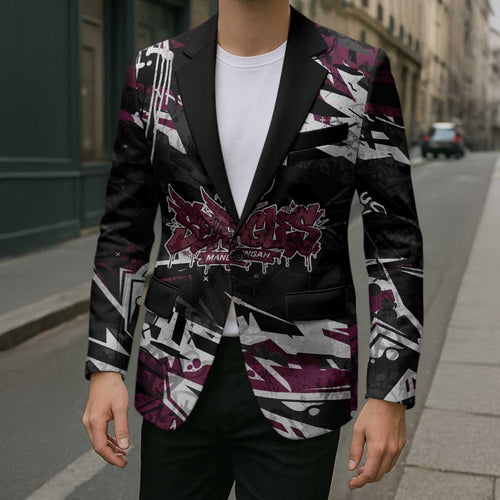 Personalized Manly Warringah Sea Eagles Blazer Graffiti Grunge Abstract Urban Street Style Design