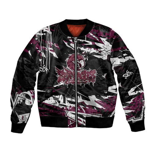 Personalized Manly Warringah Sea Eagles Bomber Jacket Graffiti Grunge Abstract Urban Street Style Design