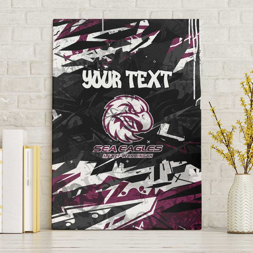 Personalized Manly Warringah Sea Eagles Canvas Wall Art Graffiti Grunge Abstract Urban Street Style Design