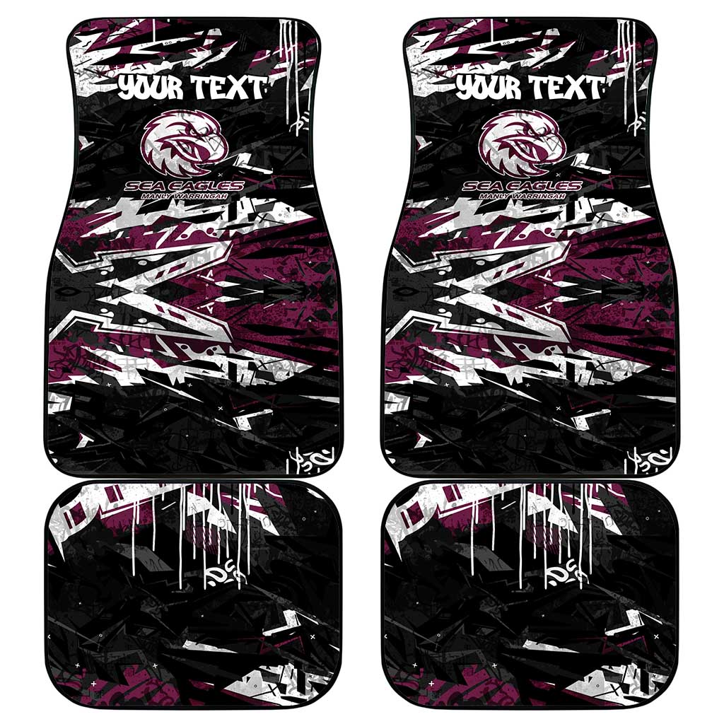 Personalized Manly Warringah Sea Eagles Car Mats Graffiti Grunge Abstract Urban Street Style Design