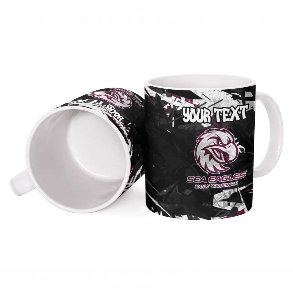 Personalized Manly Warringah Sea Eagles Ceramic Mug Graffiti Grunge Abstract Urban Street Style Design