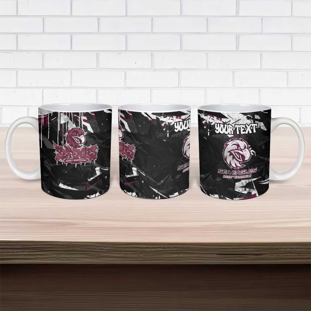 Personalized Manly Warringah Sea Eagles Ceramic Mug Graffiti Grunge Abstract Urban Street Style Design