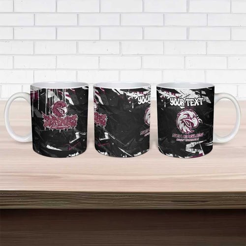 Personalized Manly Warringah Sea Eagles Ceramic Mug Graffiti Grunge Abstract Urban Street Style Design