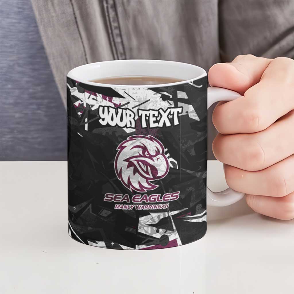 Personalized Manly Warringah Sea Eagles Ceramic Mug Graffiti Grunge Abstract Urban Street Style Design
