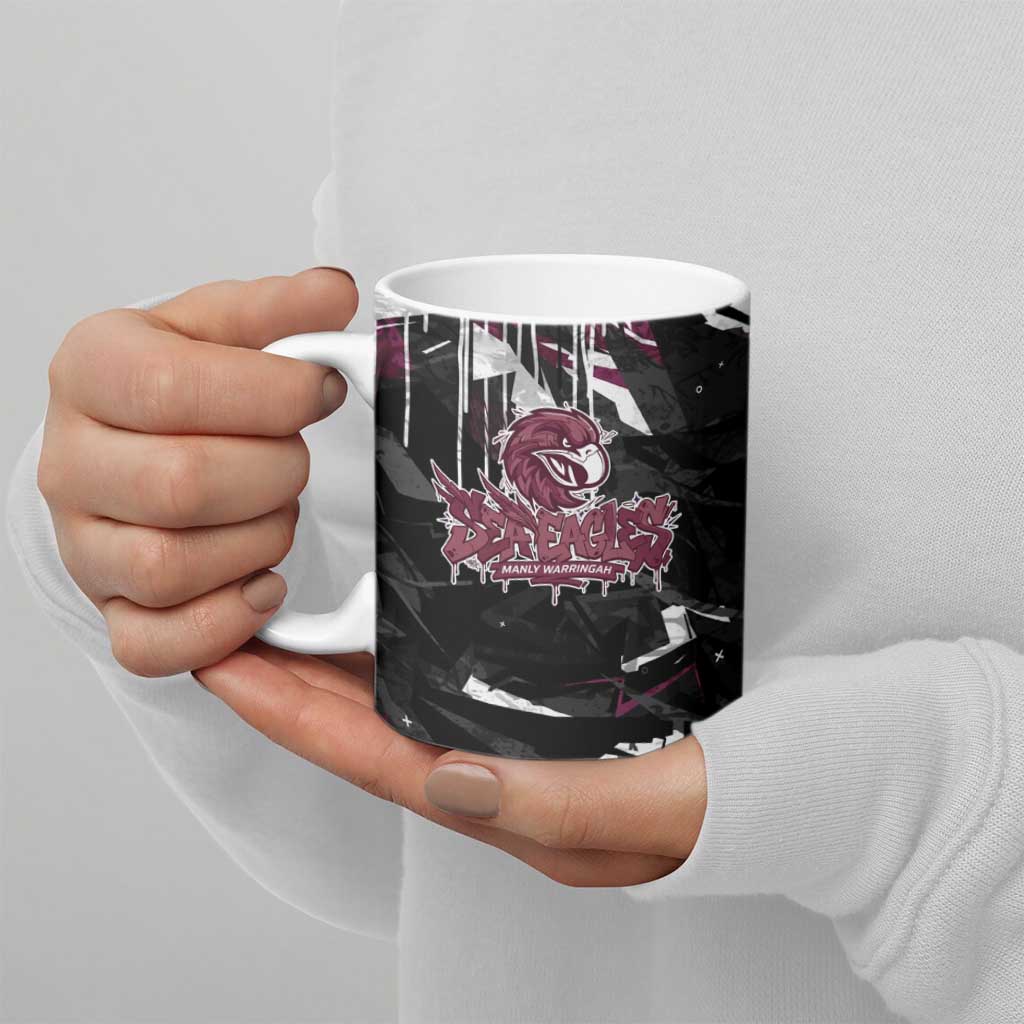 Personalized Manly Warringah Sea Eagles Ceramic Mug Graffiti Grunge Abstract Urban Street Style Design