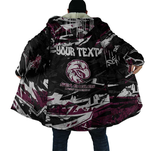 Personalized Manly Warringah Sea Eagles Cloak Graffiti Grunge Abstract Urban Street Style Design