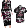 Personalized Manly Warringah Sea Eagles Couples Matching Long Sleeve Bodycon Dress and Hawaiian Shirt Graffiti Grunge Abstract Urban Street Style Design