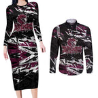 Personalized Manly Warringah Sea Eagles Couples Matching Long Sleeve Bodycon Dress and Long Sleeve Button Shirt Graffiti Grunge Abstract Urban Street Style Design