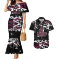 Personalized Manly Warringah Sea Eagles Couples Matching Mermaid Dress and Hawaiian Shirt Graffiti Grunge Abstract Urban Street Style Design
