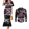 Personalized Manly Warringah Sea Eagles Couples Matching Mermaid Dress and Long Sleeve Button Shirt Graffiti Grunge Abstract Urban Street Style Design