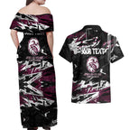 Personalized Manly Warringah Sea Eagles Couples Matching Off Shoulder Maxi Dress and Hawaiian Shirt Graffiti Grunge Abstract Urban Street Style Design
