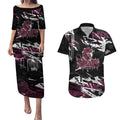 Personalized Manly Warringah Sea Eagles Couples Matching Puletasi and Hawaiian Shirt Graffiti Grunge Abstract Urban Street Style Design