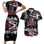 Personalized Manly Warringah Sea Eagles Couples Matching Short Sleeve Bodycon Dress and Hawaiian Shirt Graffiti Grunge Abstract Urban Street Style Design