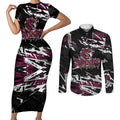 Personalized Manly Warringah Sea Eagles Couples Matching Short Sleeve Bodycon Dress and Long Sleeve Button Shirt Graffiti Grunge Abstract Urban Street Style Design