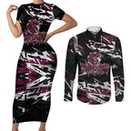 Personalized Manly Warringah Sea Eagles Couples Matching Short Sleeve Bodycon Dress and Long Sleeve Button Shirt Graffiti Grunge Abstract Urban Street Style Design